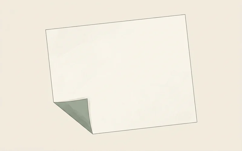 Ilustración: una hoja en blanco vista desde arriba con la esquina inferior doblada hacia arriba